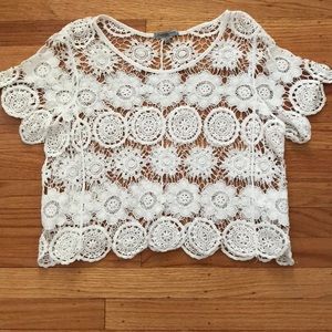 Lace beach coverup top!